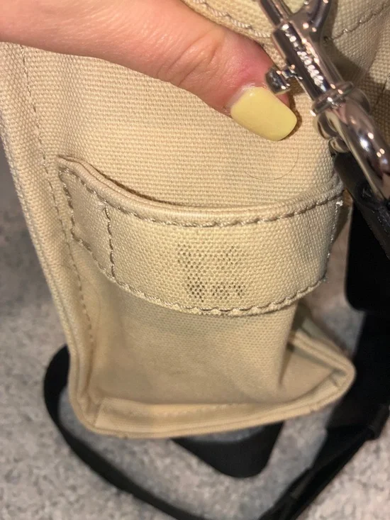 Marc Jacobs Beige Canvas Small Tote Bag with Black Strap - Picture 5 of 9